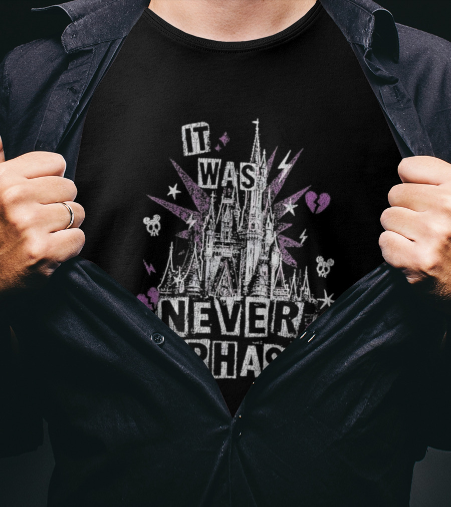The Lost Bros It Was Never A Phase Pink Hearts Halloween Castle T-Shirt