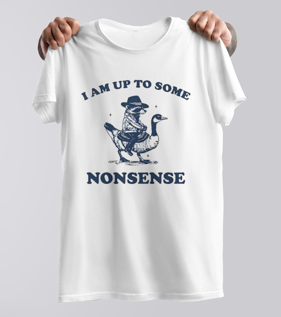 I Am Up To Some Nonsense Raccoon Riding Duck Cowboy Hat Fun T-Shirt