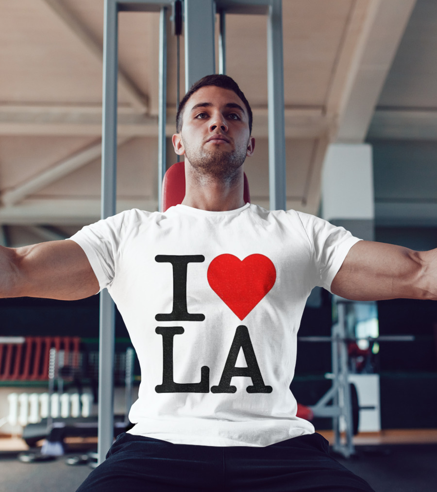 Los Angeles Dodgers Fan I Love LA Heart Classic Iconic Text T-Shirt