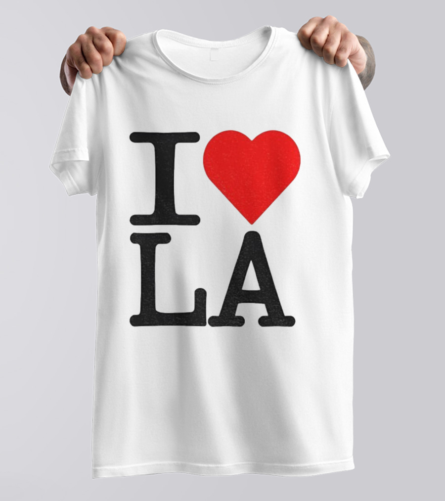 Los Angeles Dodgers Fan I Love LA Heart Classic Iconic Text T-Shirt