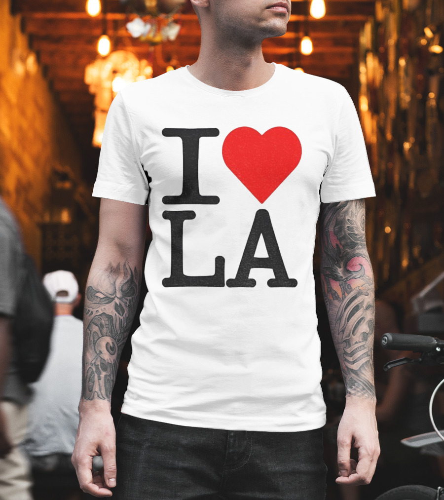 Los Angeles Dodgers Fan I Love LA Heart Classic Iconic Text T-Shirt