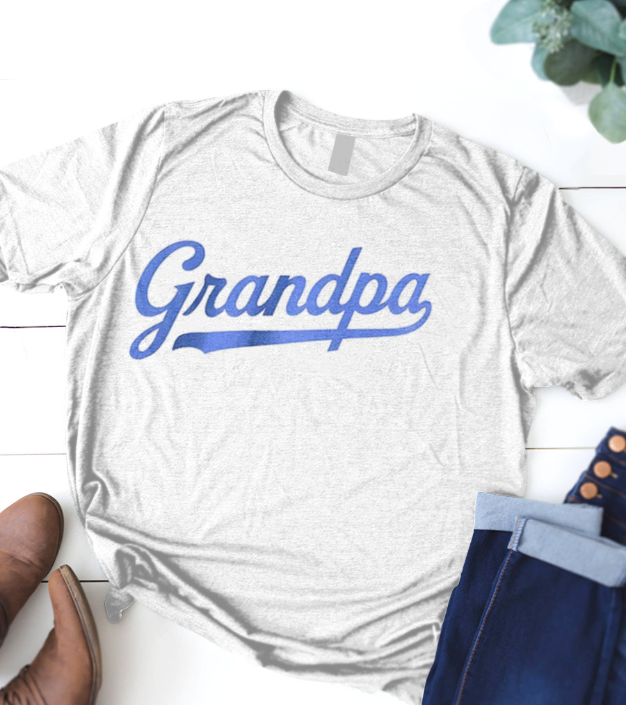 LA Dodgers Baseball Grandpa Styled Text T-Shirt