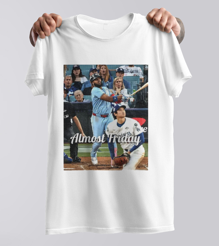 Vladimir Guerrero Jr. Toronto Blue Jays Almost Friday MLB Baseball Action T-Shirt