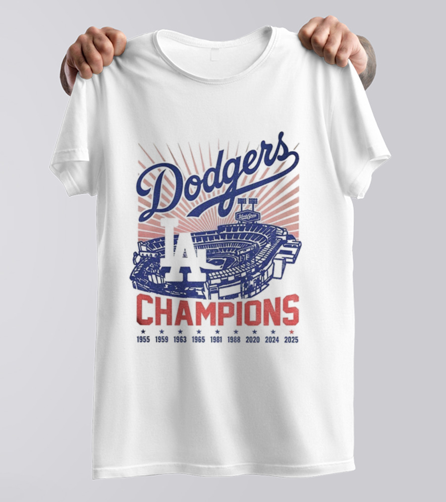 Stadium 2025 Los Angeles Dodgers Baseball Champions 1955 2025 T-Shirt