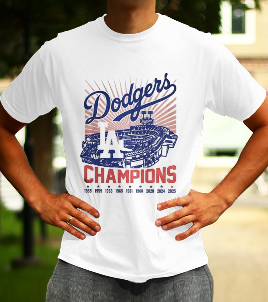 Stadium 2025 Los Angeles Dodgers Baseball Champions 1955 2025 T-Shirt