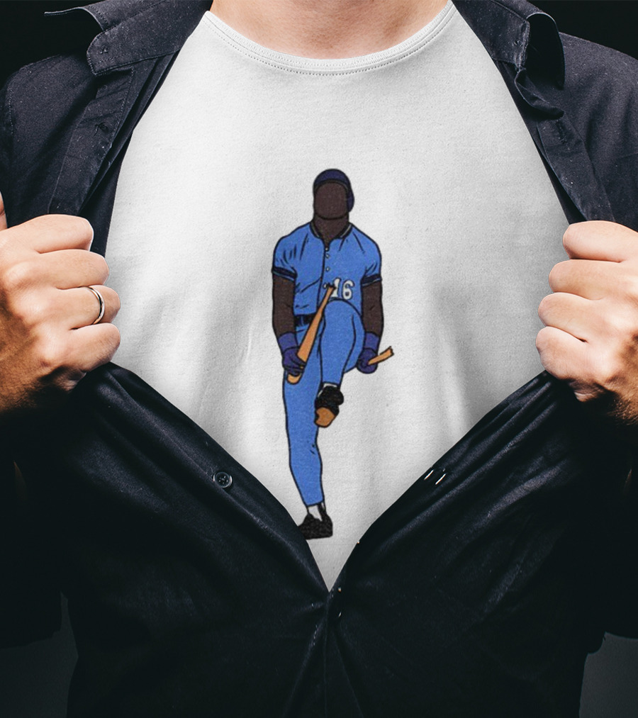 Bo Bichette Field Breaker Action Baseball Number 16 Blue Uniform T-Shirt