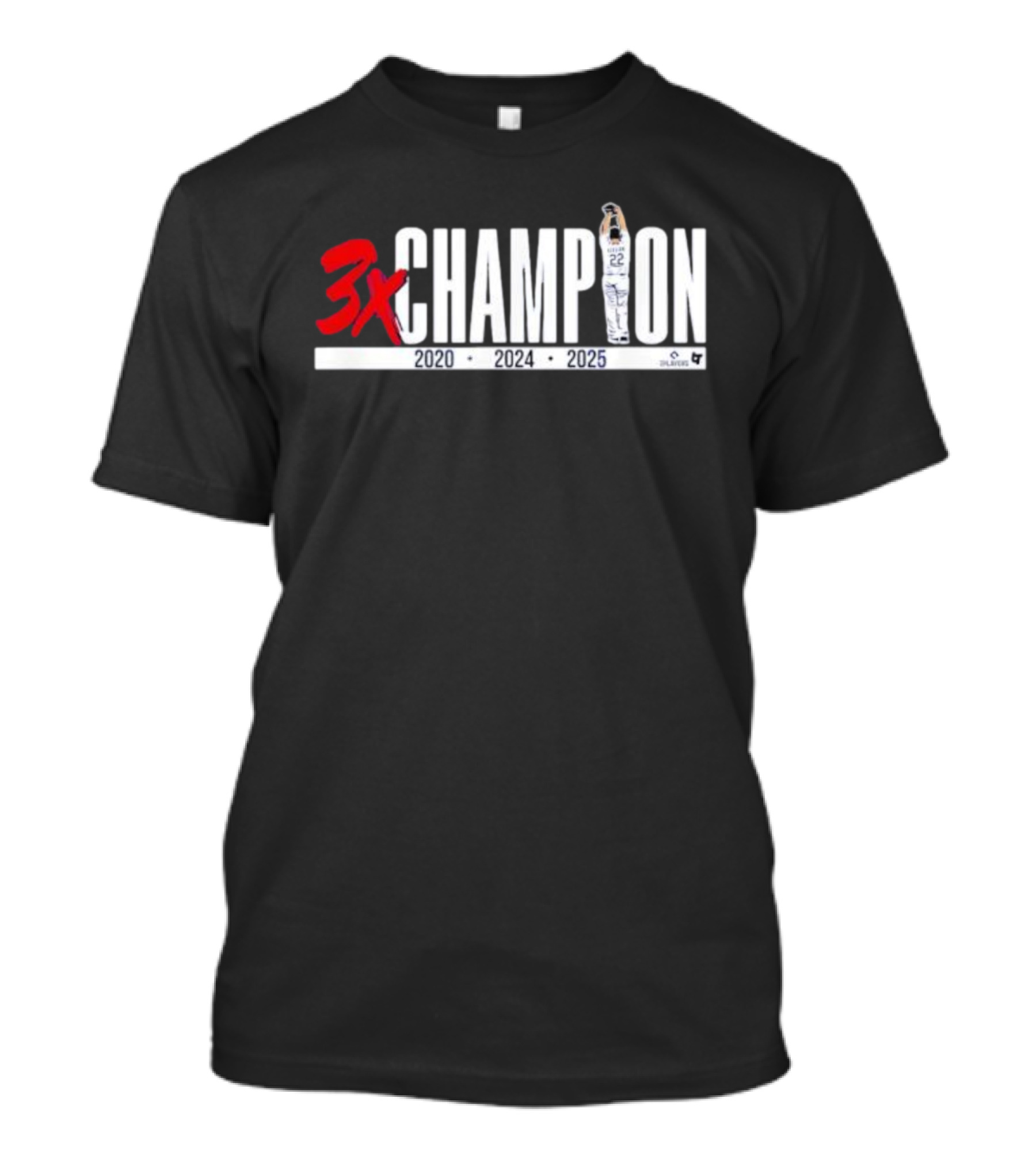3x Champion 2020 2024 2025 Los Angeles Clayton Kershaw 22 T-Shirt