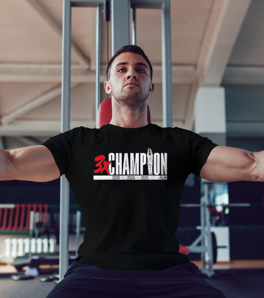 3x Champion 2020 2024 2025 Los Angeles Clayton Kershaw 22 T-Shirt