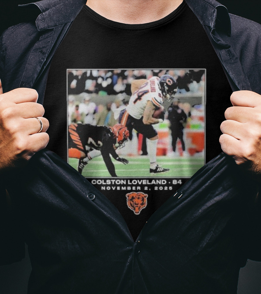 Colston Loveland #84 Chicago Bears NFL Week 8 November 2 2025 T-Shirt