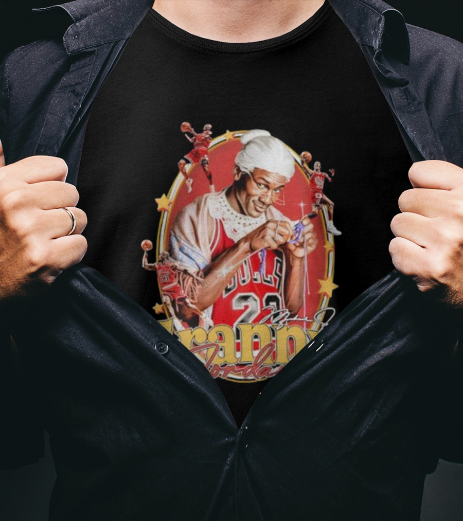 Granny Jordan Bulls 23 Basketball Stars Signature T-Shirt