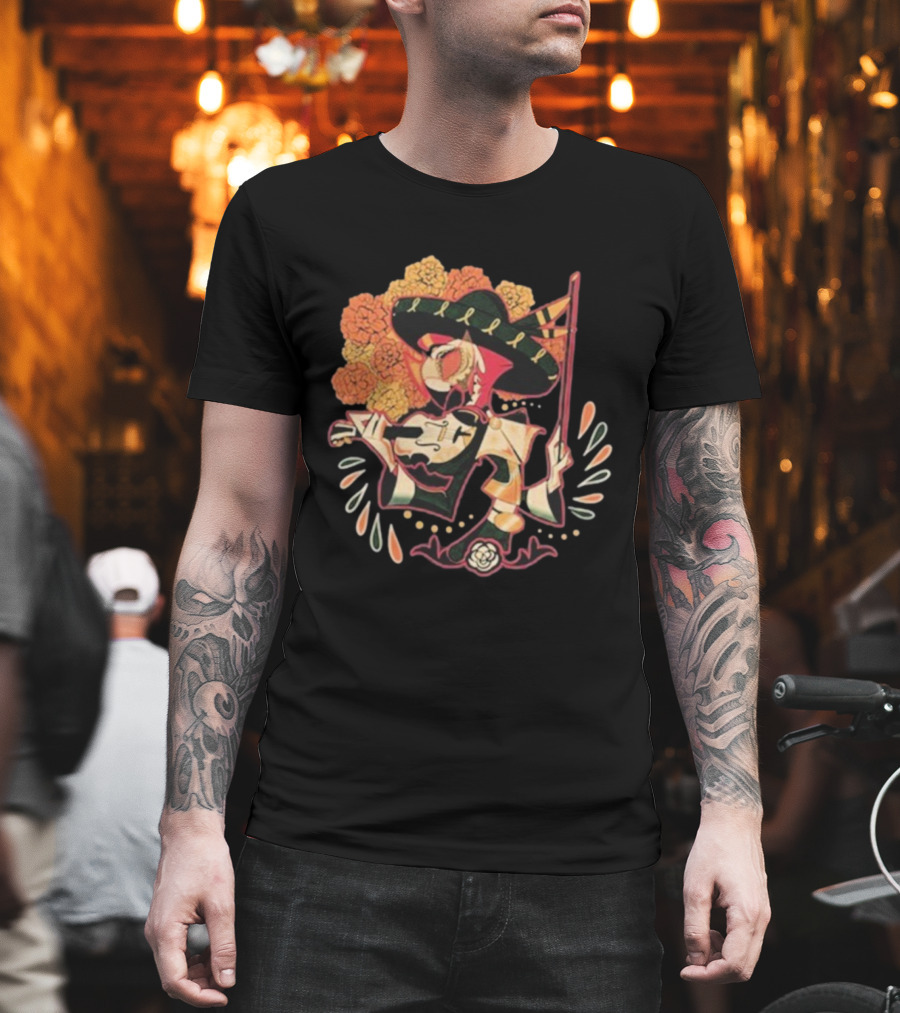 Feliz Día De Los Muertos Vassago Catrina With Sombrero And Marigolds T-Shirt