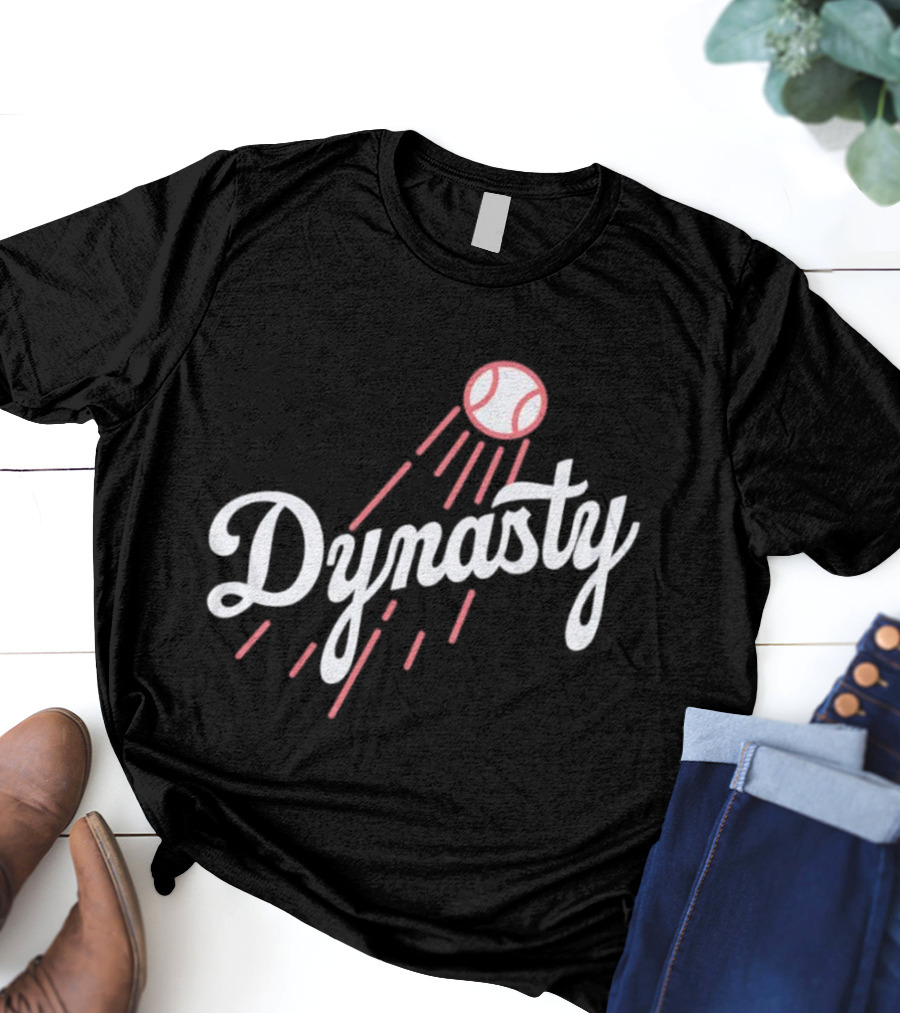 Dynasty Baseball Script With Red Streaked Ball T-Shirt