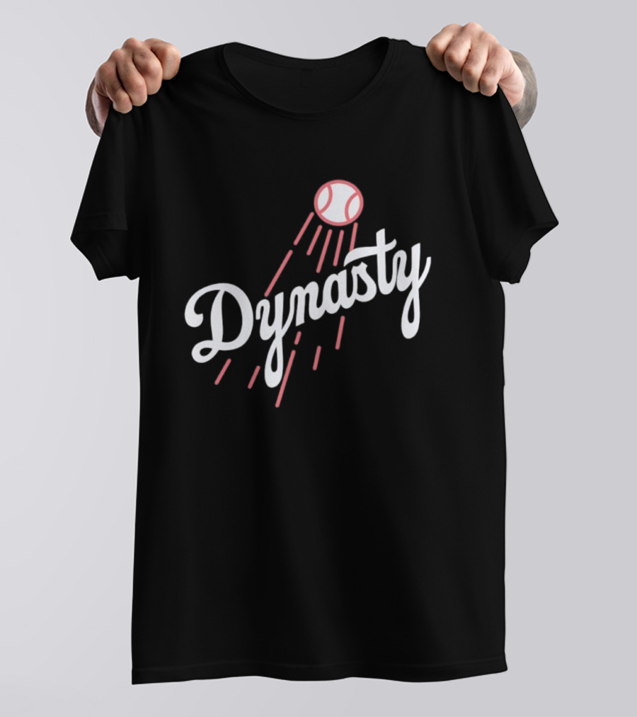 Dynasty Baseball Script With Red Streaked Ball T-Shirt