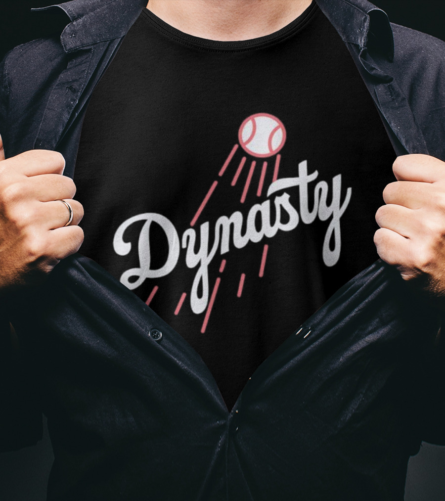 Dynasty Baseball Script With Red Streaked Ball T-Shirt