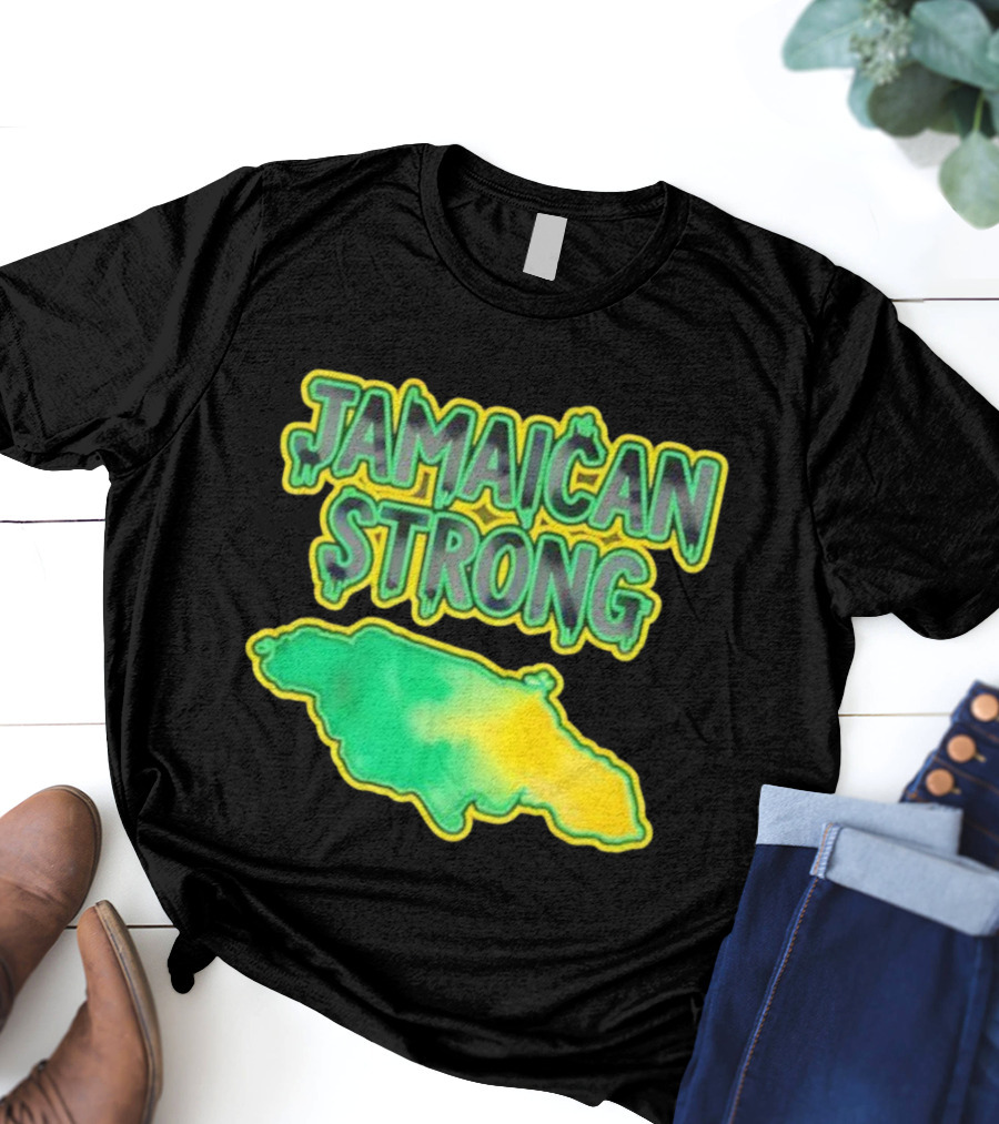 Jamaican Strong Watercolor Country Map T-Shirt