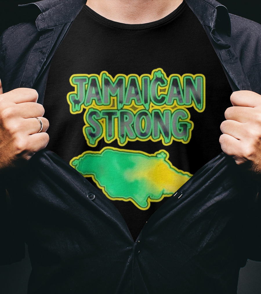 Jamaican Strong Watercolor Country Map T-Shirt