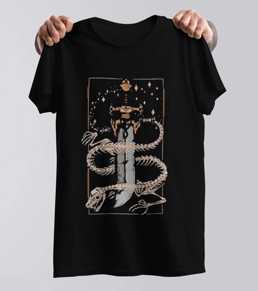 Just Roll With It TMK Sword Skeleton And Stars T-Shirt