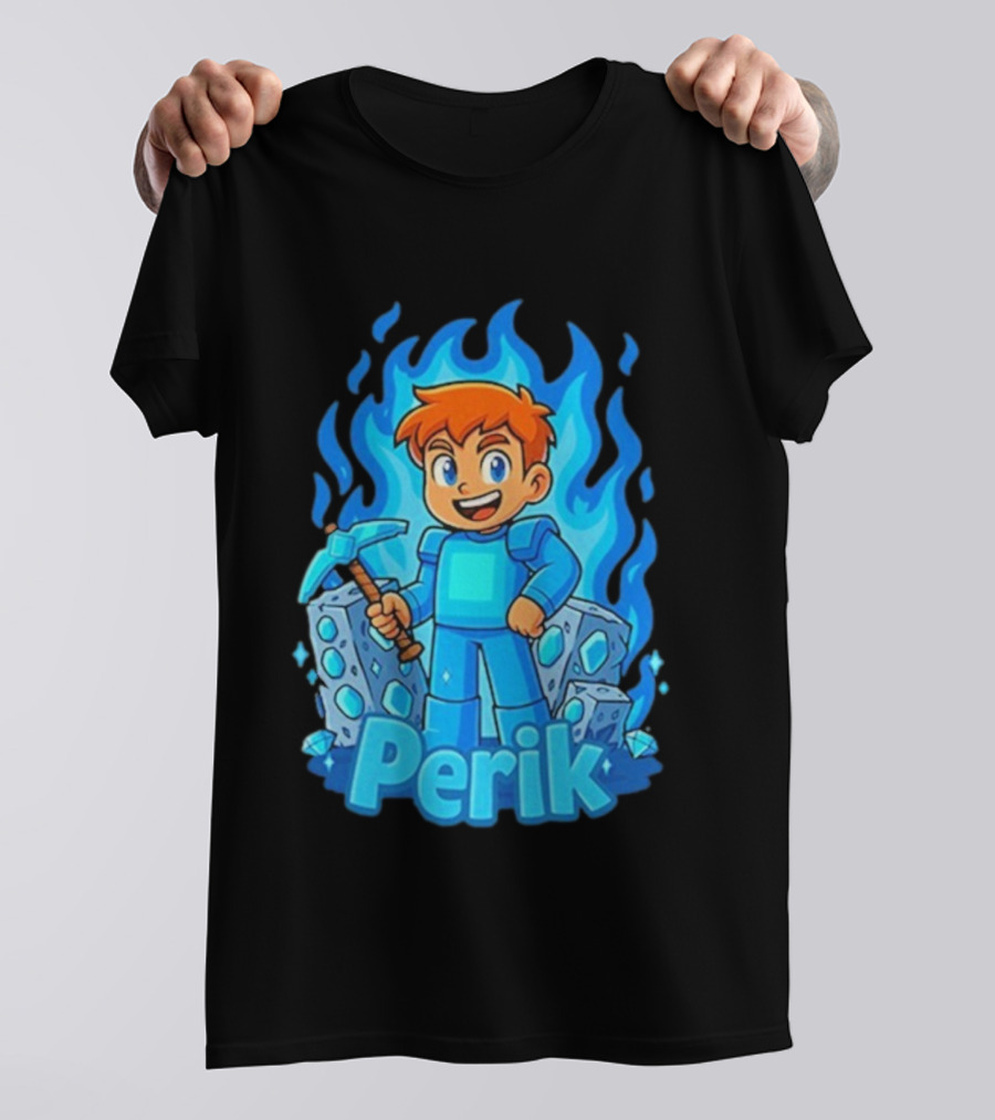 Perik Diamant Blue Flame Miner Character T-Shirt