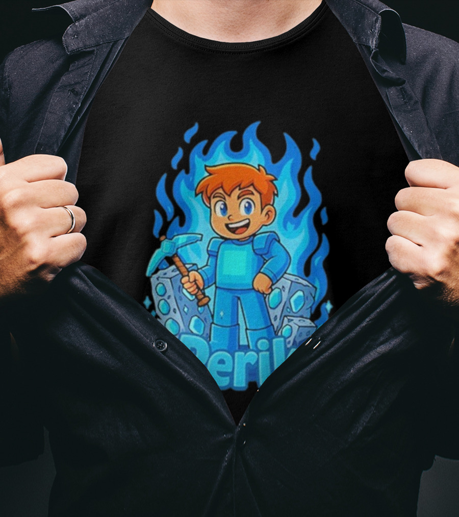 Perik Diamant Blue Flame Miner Character T-Shirt