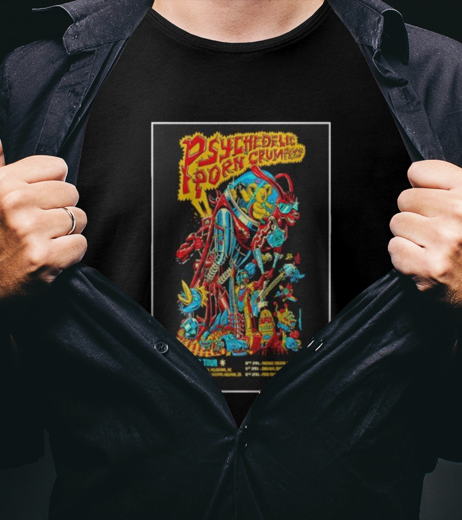 Psychedelic Porn Crumpets 2026 OZ Tour Robot Character Australia Dates T-Shirt