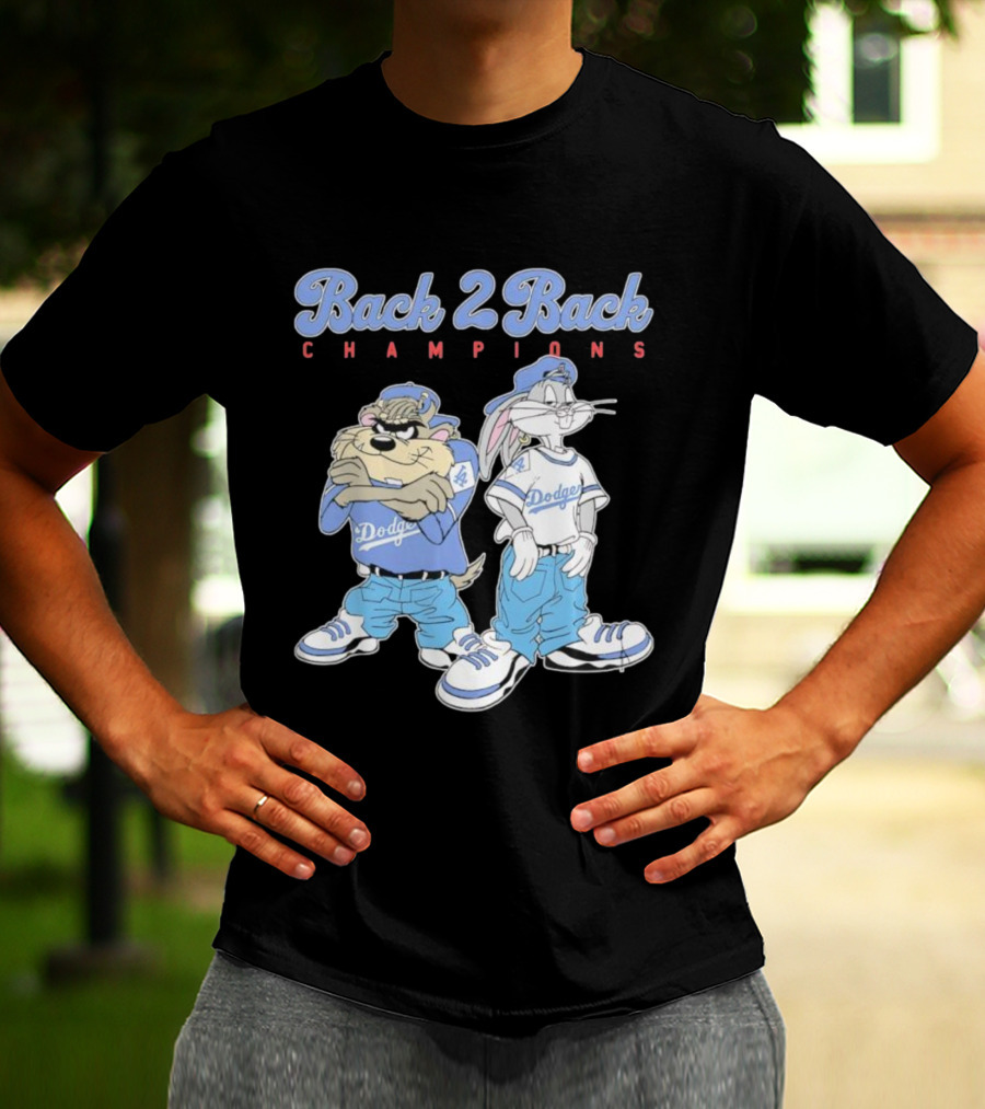 Tasmanian Devil Taz Bugs Bunny Dodgers Back 2 Back Champions T-Shirt