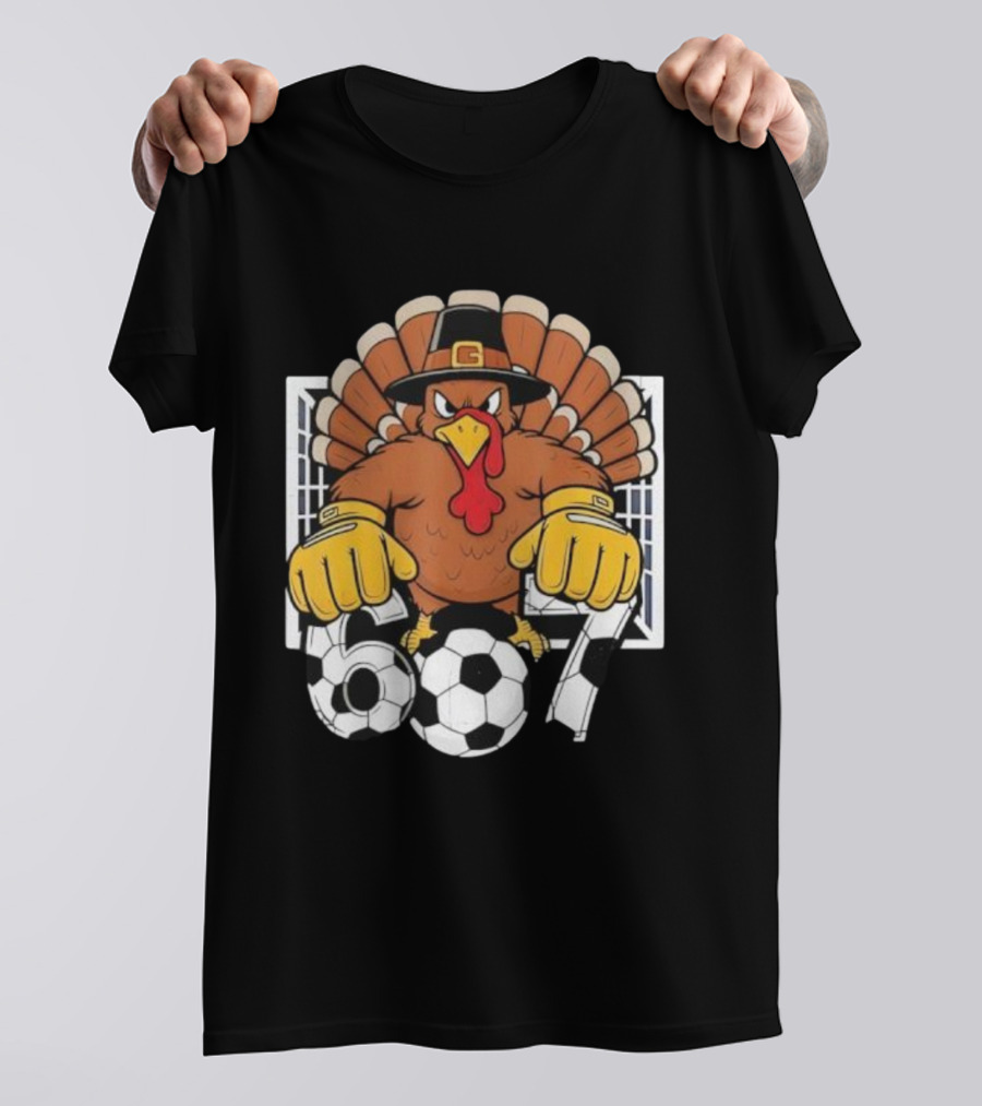 Turkey Soccer Goalie 67 Six Seven Boys Thanksgiving T-Shirt