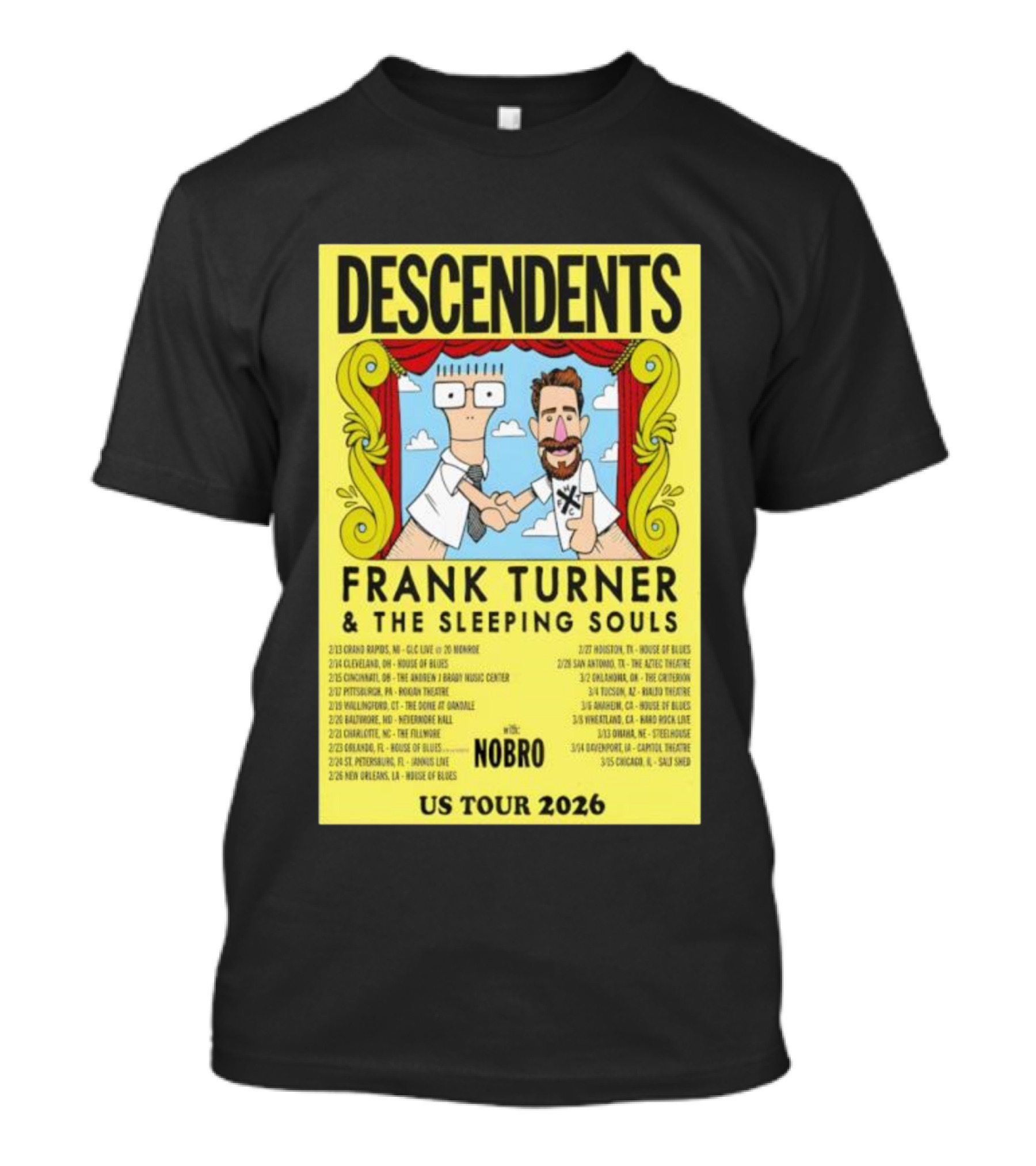Descendents Frank Turner & The Sleeping Souls NOBRO US Tour 2026 With Concert Dates T-Shirt