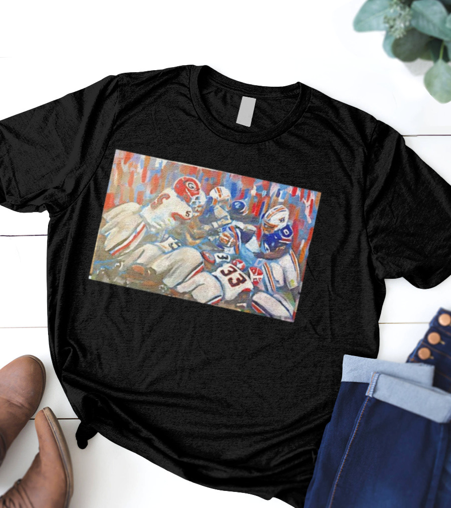 Georgia Vs Auburn Historic Gridiron Clash Power Passion And Glory In American Football Battle T-Shirt