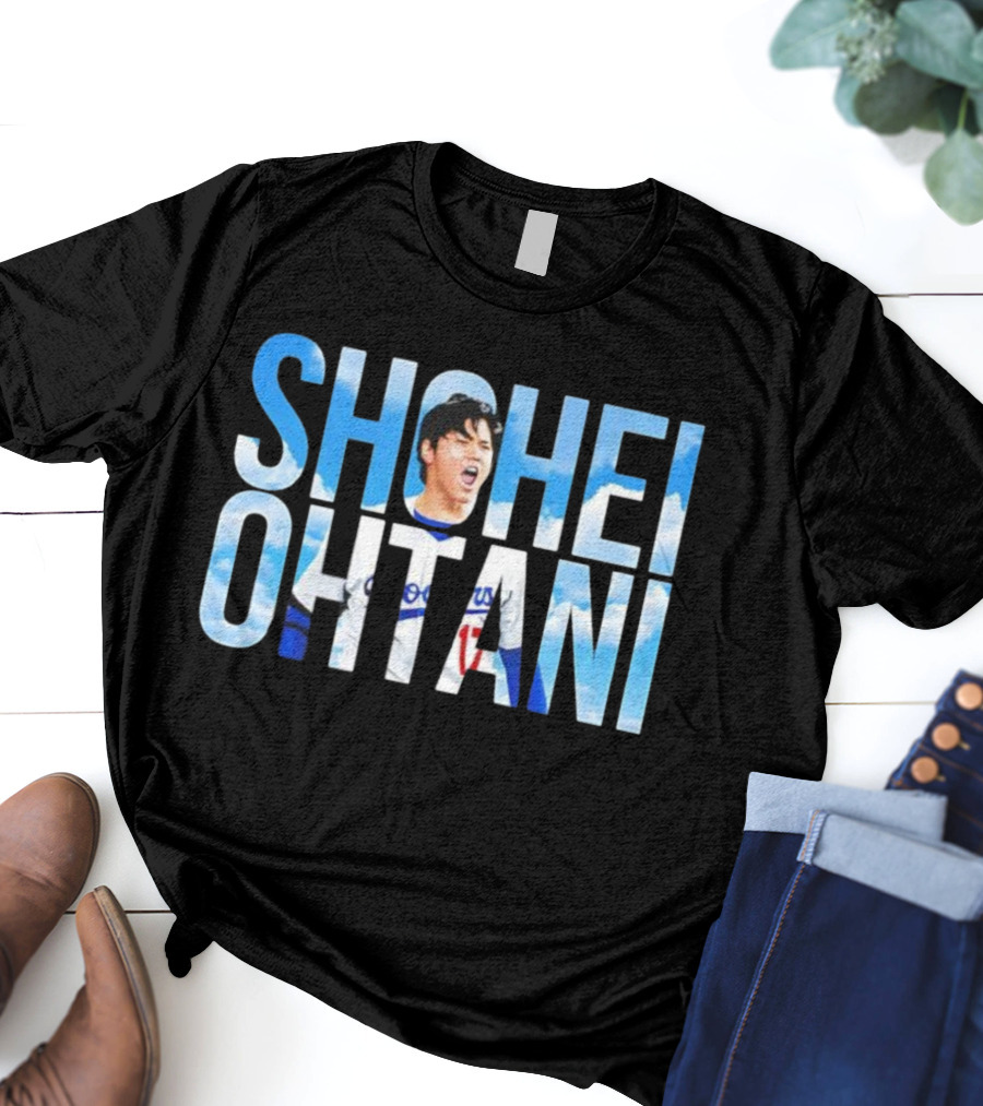Shohei Ohtani Let's Go Dodgers With Blue Sky Letters T-Shirt