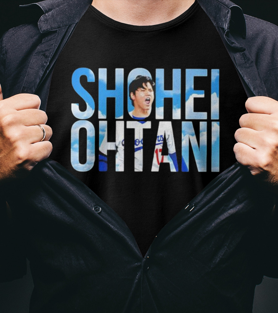 Shohei Ohtani Let's Go Dodgers With Blue Sky Letters T-Shirt