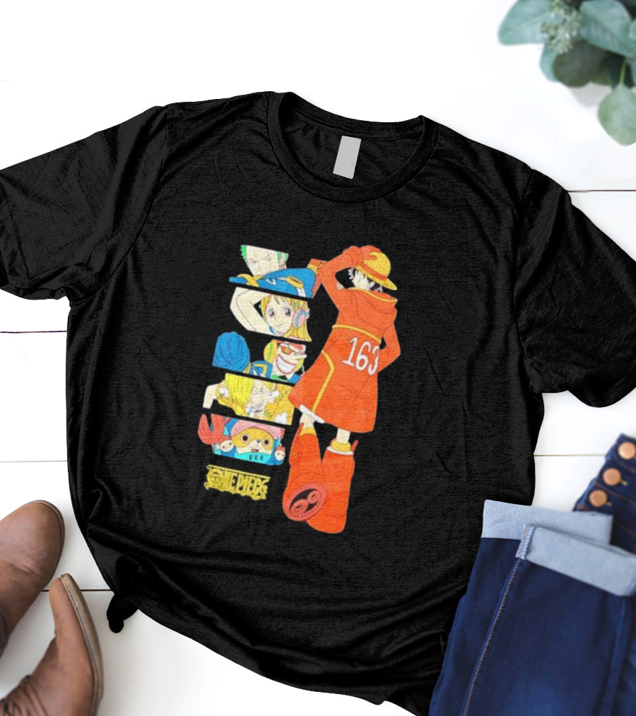 Monkey D. Luffy Firefighter Outfit With One Piece Crew Characters 163 T-Shirt