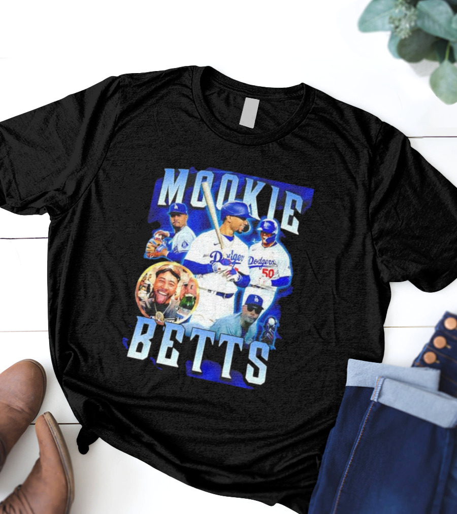 Mookie Betts LA Dodgers Player Collage T-Shirt