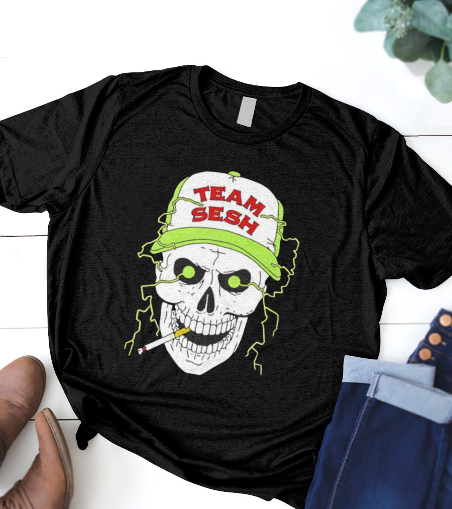 Team Sesh Skull Smoking Bone Tour North America 2025 T-Shirt
