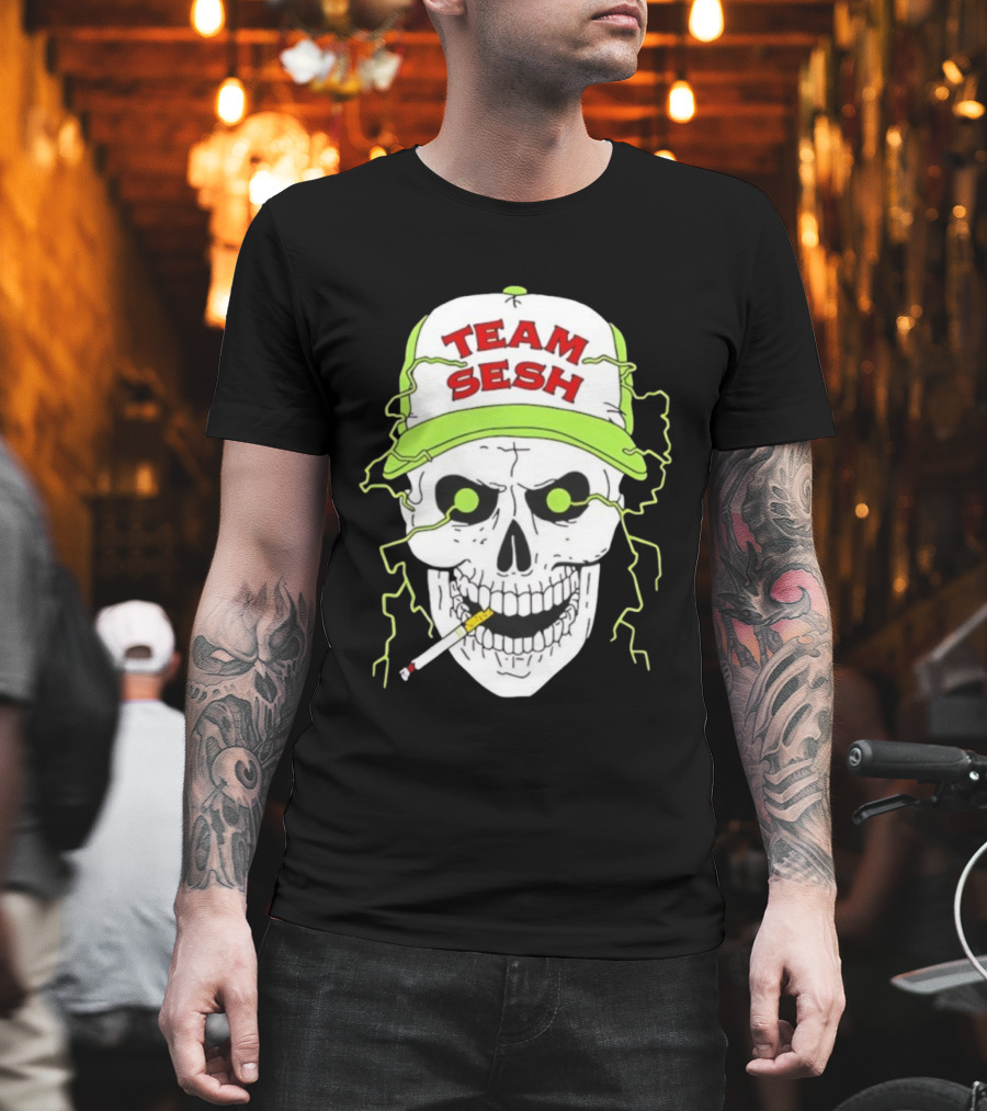 Team Sesh Skull Smoking Bone Tour North America 2025 T-Shirt
