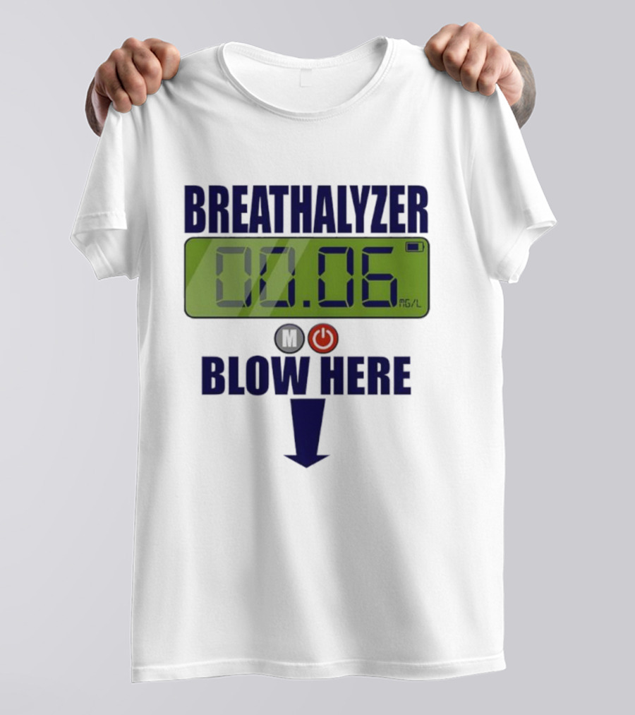 Breathalyzer 00.06 Mg/L Blow Here Power Button Graphic T-Shirt