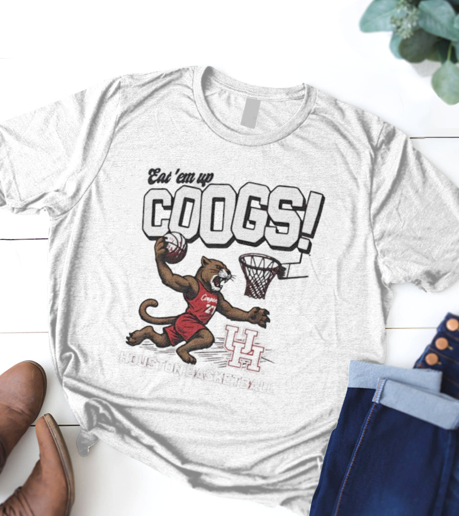 Eat 'Em Up Coogs Slam Dunk Houston Cougars Basketball Mascot T-Shirt