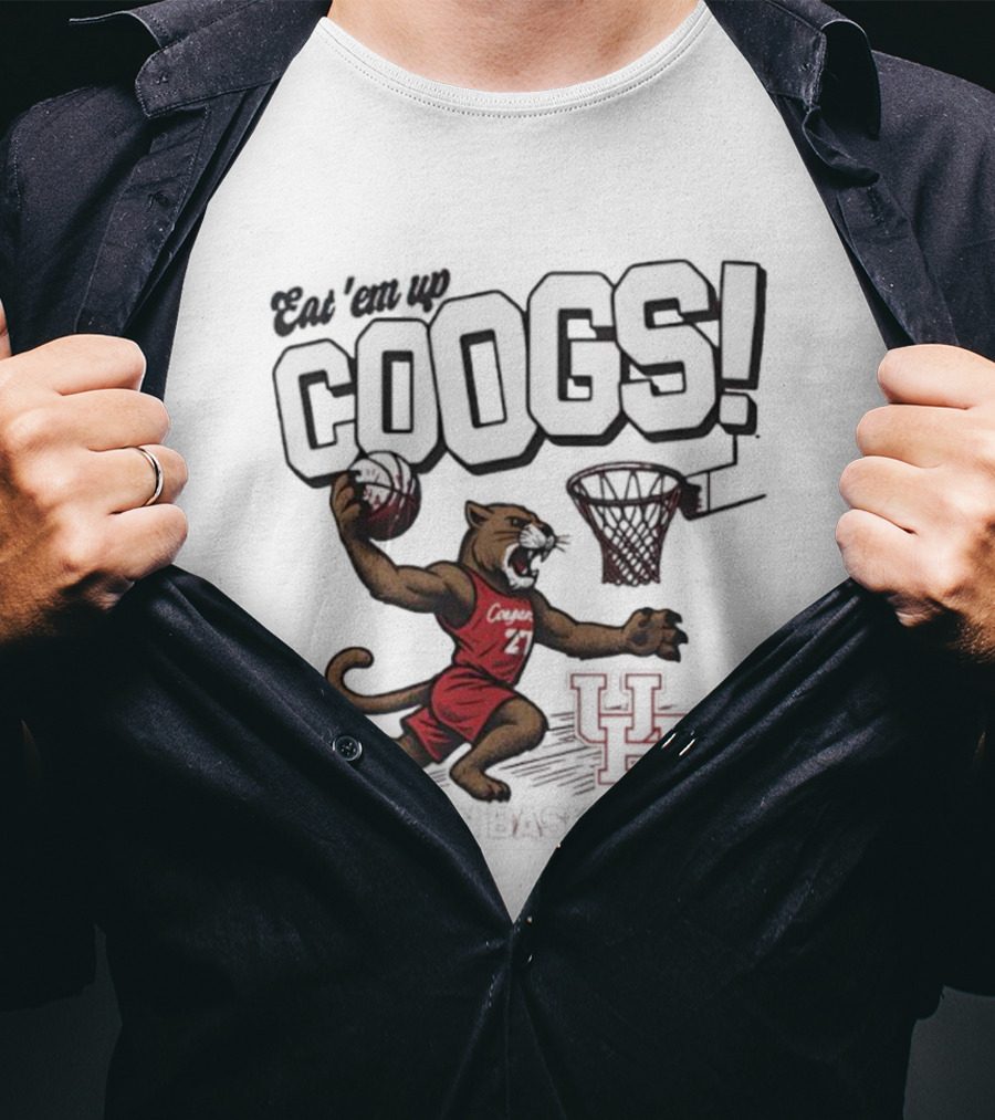 Eat 'Em Up Coogs Slam Dunk Houston Cougars Basketball Mascot T-Shirt