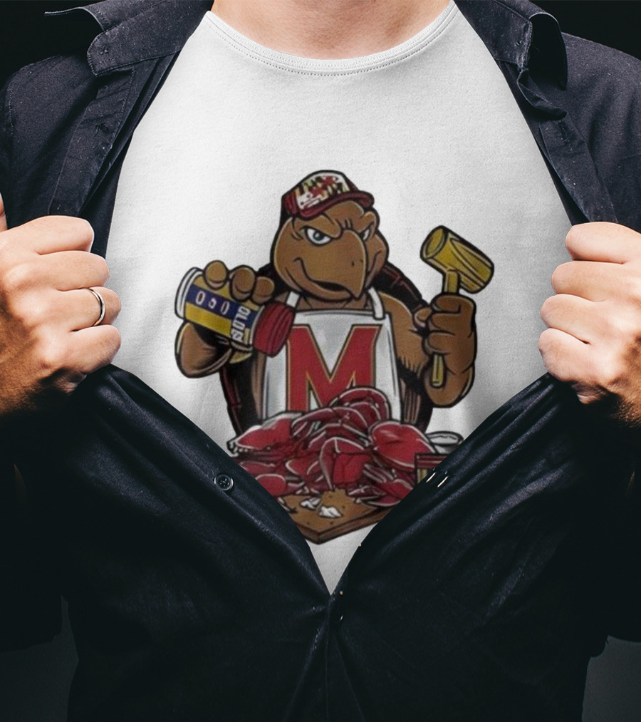 Maryland Terrapins Testudo Old Bay Crab Picking Maryland Pride T-Shirt