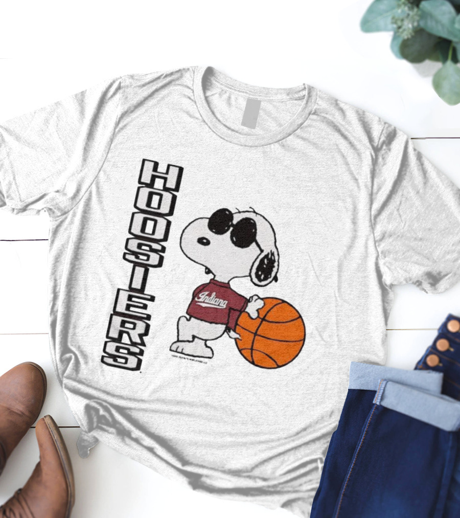Indiana Hoosiers Peanuts Joe Cool Snoopy Basketball Fan Apparel T-Shirt