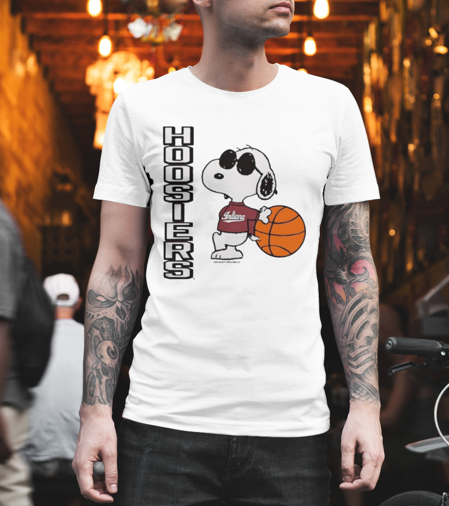 Indiana Hoosiers Peanuts Joe Cool Snoopy Basketball Fan Apparel T-Shirt