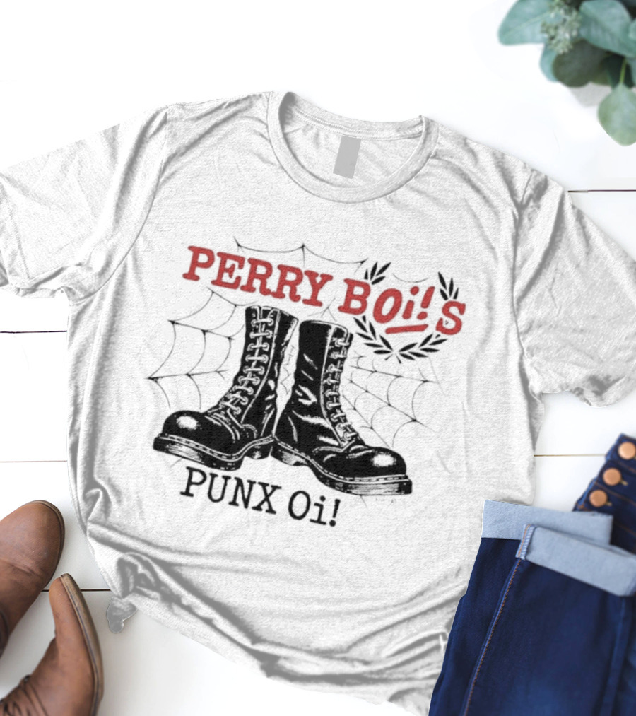 Perrybois Combat Boots Spiderweb Oi Band Graphic T-Shirt