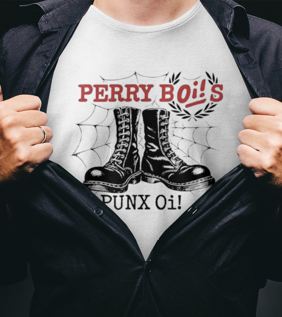 Perrybois Combat Boots Spiderweb Oi Band Graphic T-Shirt