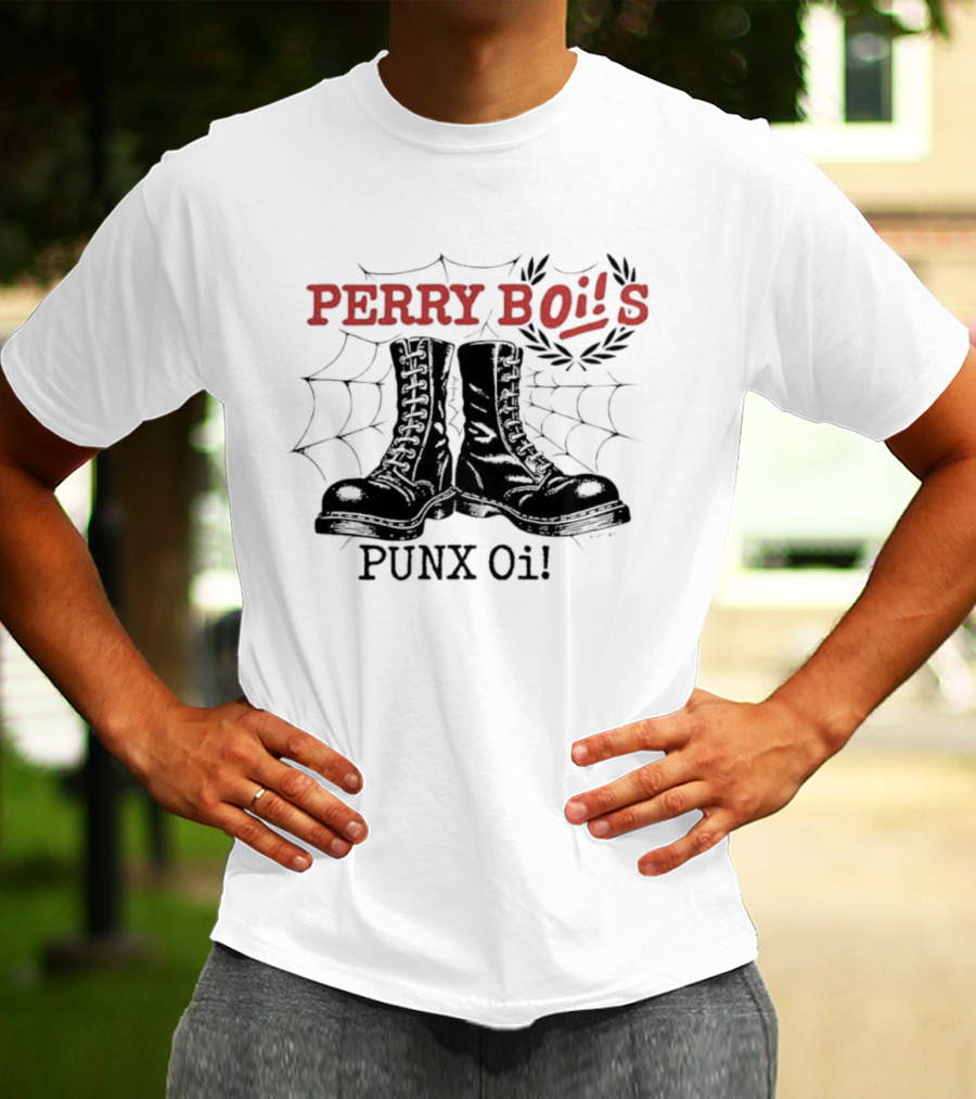 Perrybois Combat Boots Spiderweb Oi Band Graphic T-Shirt