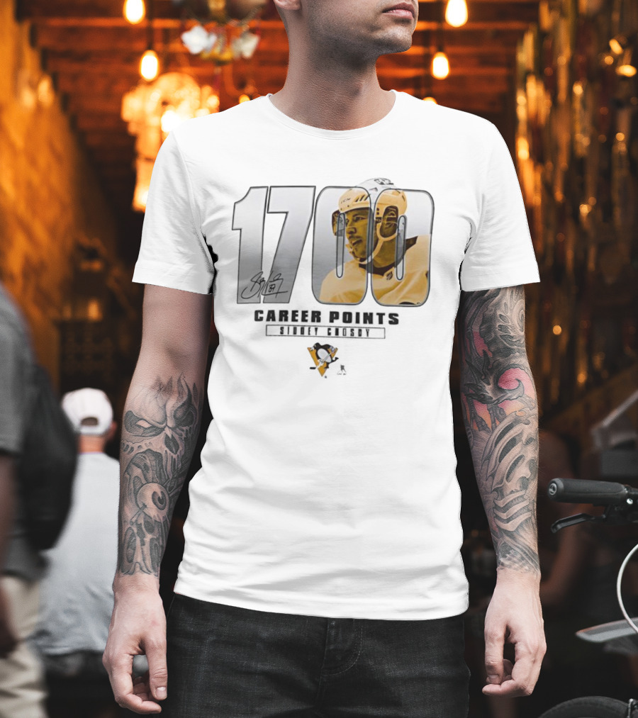 Sidney Crosby 1700 Pittsburgh Penguins Achievement Signature T-Shirt