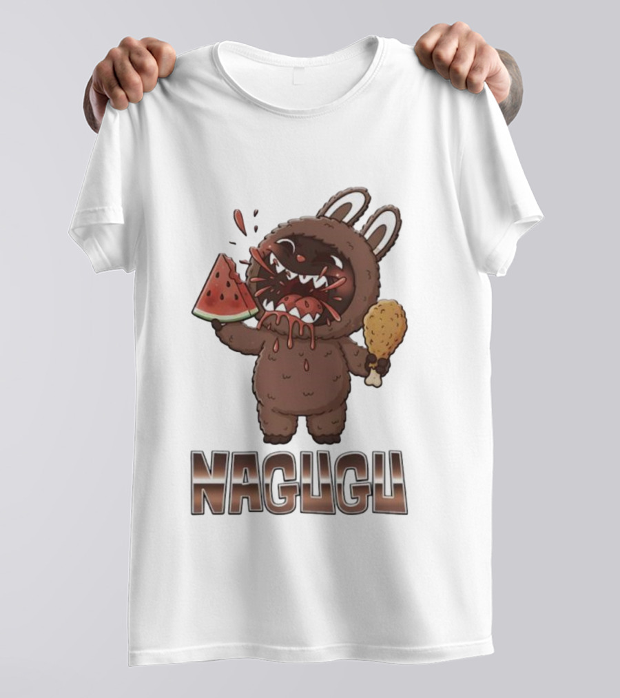 Monsters Nagugu Eating Watermelon And Fried Chicken Labubu T-Shirt
