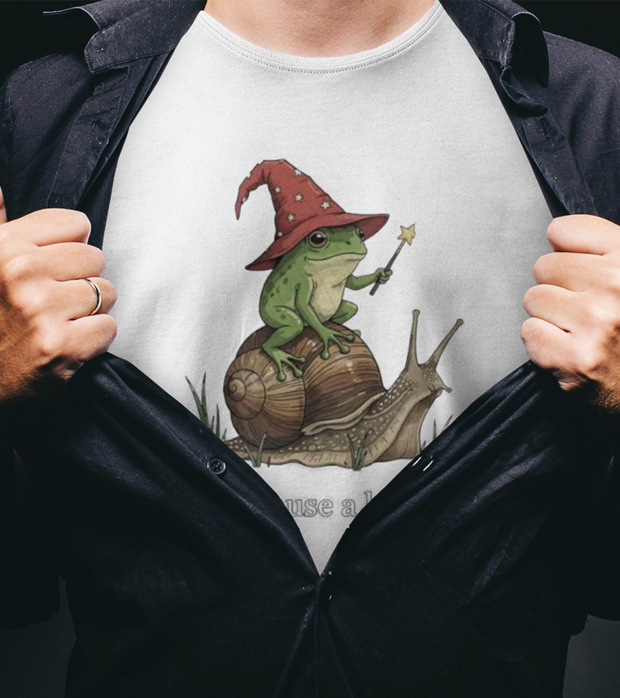 Whimsical Wizard Frog Snail Adventure Off To Cause A Kerfuffle T-Shirt