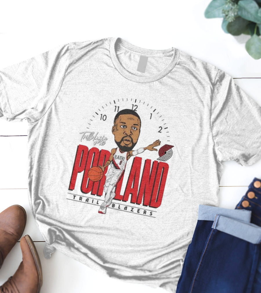 Portland Trail Blazers Cartoon Basketball Player Logo T-Shirt