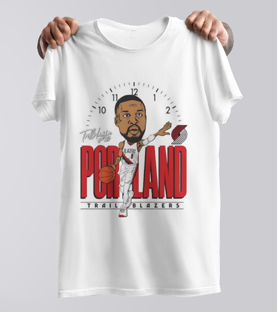 Portland Trail Blazers Cartoon Basketball Player Logo T-Shirt