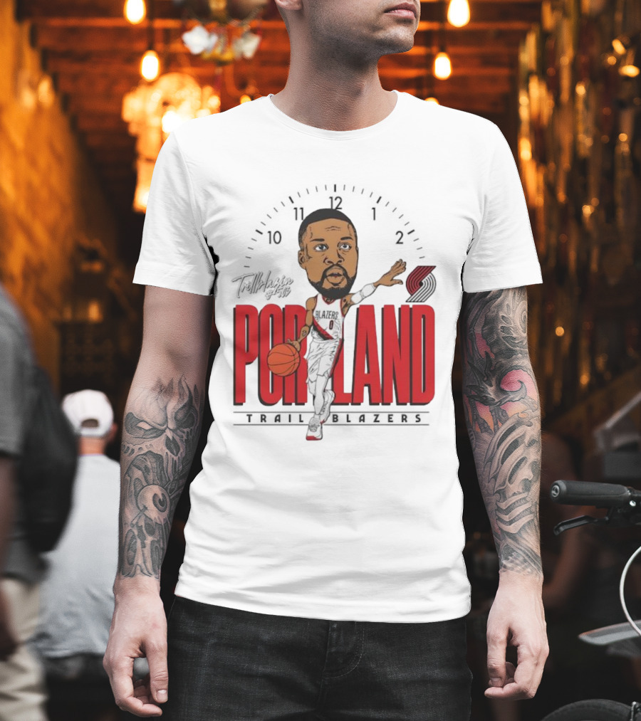 Portland Trail Blazers Cartoon Basketball Player Logo T-Shirt