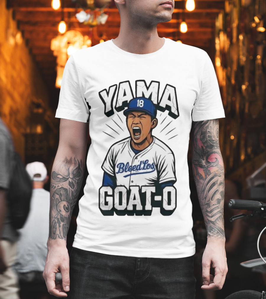 Yama 18 Bleed Los Goat-O Baseball Player T-Shirt